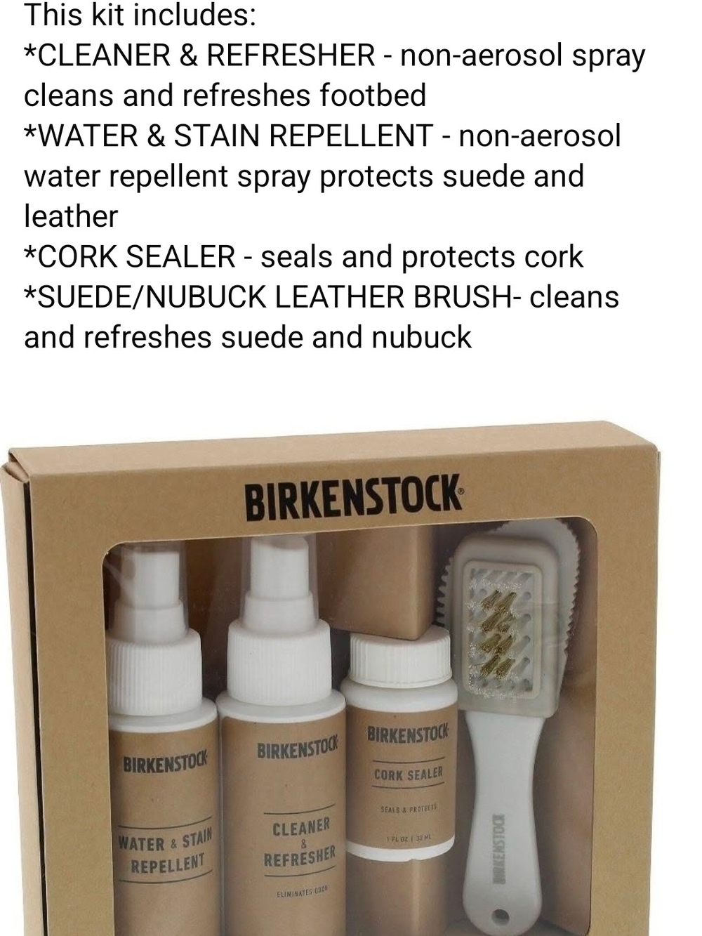 Birkenstock Deluxe Leather Suede Footwear Care Kit Water/stain Repellent & Clean